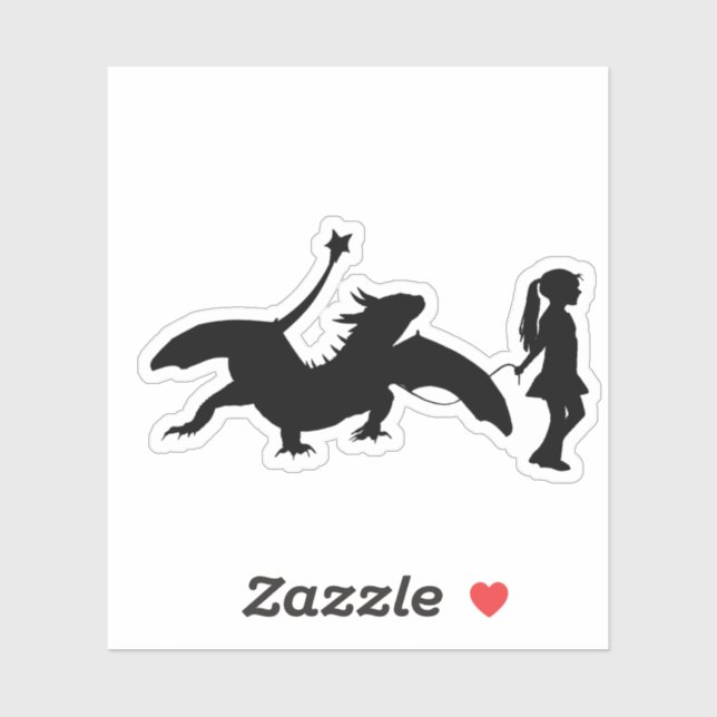 Girl Walking ihren Hausdrachen Funny Gag Geschenk Aufkleber (Blatt)