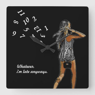 ~Girl, was auch immer ich späte Anyways~ WAND-UHR Quadratische Wanduhr