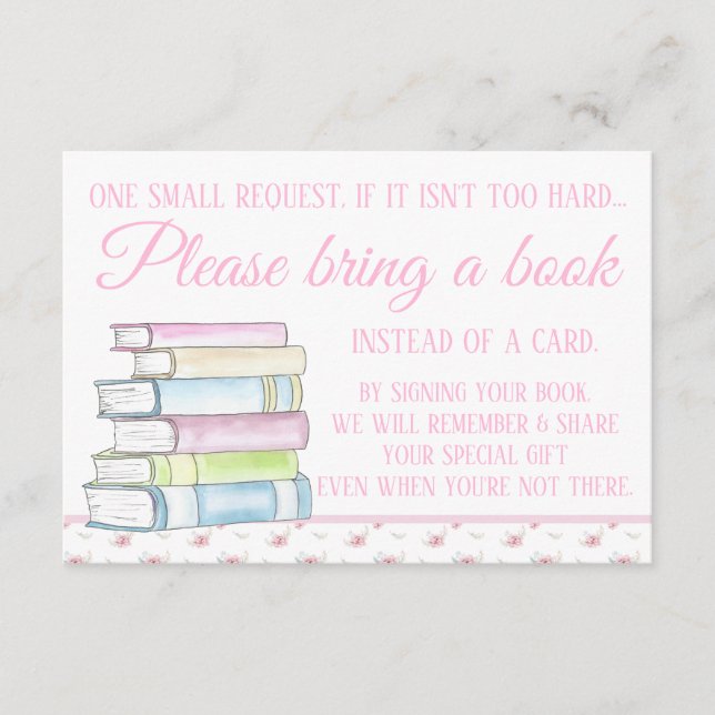 Girl Watercolor Bücher bringen Bucheinschlusskarte Begleitkarte (Vorderseite)