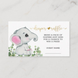 Girl Watercolor Elephant Diaper Begleitkarte