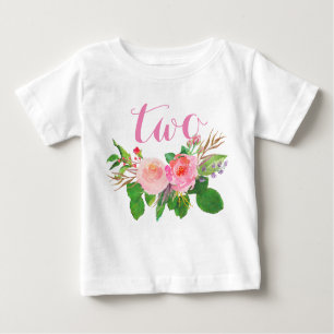 Girl Watercolor Floral Personalisiert Baby T-shirt
