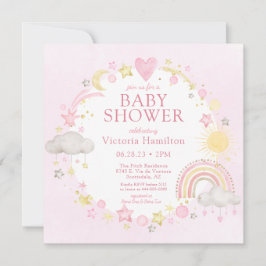Girl Watercolor Rainbow Baby Dusche Einladung