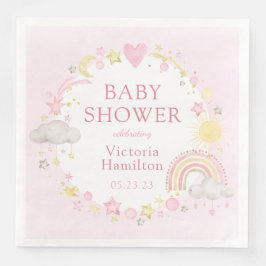 Girl Watercolor Rainbow Baby Dusche Serviette