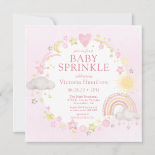 Girl Watercolor Rainbow Baby Sprinkle Einladung