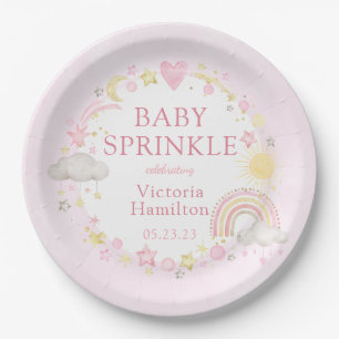 Girl Watercolor Rainbow Baby Sprinkle Pappteller