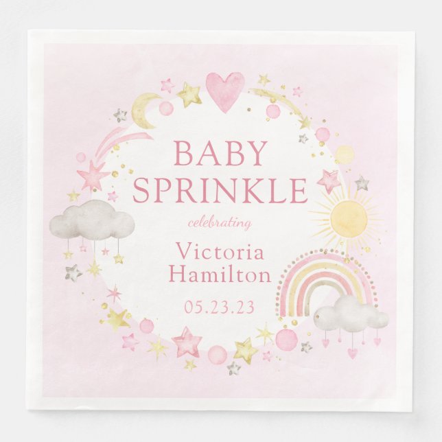Girl Watercolor Rainbow Baby Sprinkle Serviette (Vorderseite)