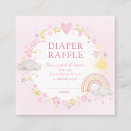 Girl Watercolor Rainbow Diaper Raffle Begleitkarte