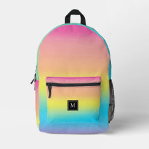 Girl Watercolor Rainbow Monogram School