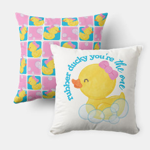 Girl Watercolor Rubber Ducky Du bist der Eine Kissen