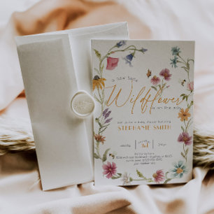 Girl Watercolor Wildblume Kinderdusche Einladung