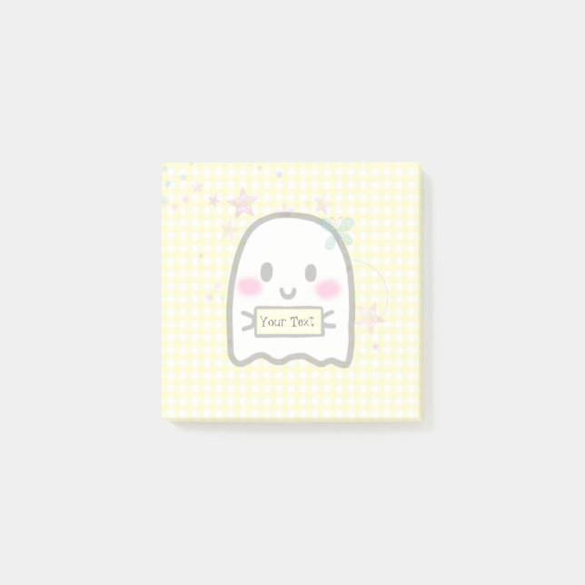 Girl Watercolor Yellow Ghost Name Notes Post-it Klebezettel (Vorderseite)