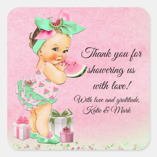 Girl Watermelon Baby Shower Fevor Stickers (Vorderseite)
