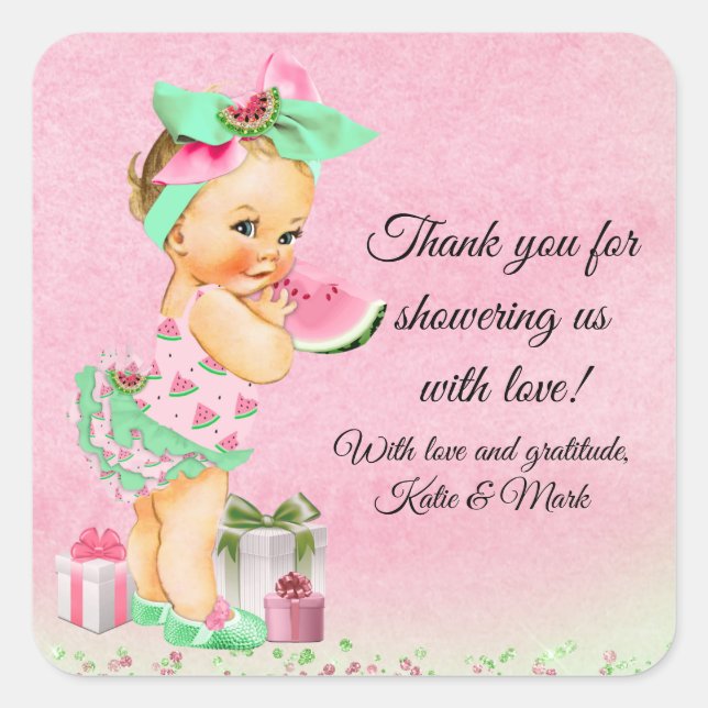 Girl Watermelon Baby Shower Stickers (Vorderseite)