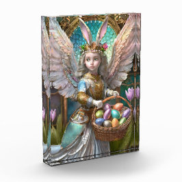 Girl Wear Osterbunny Angel Costume Fotoblock
