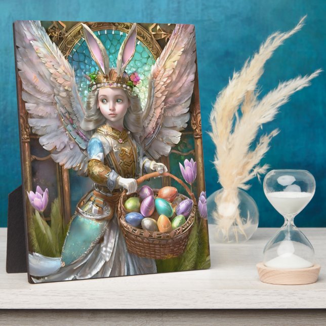 Girl Wear Osterbunny Angel Costume Fotoplatte (Seite)