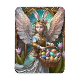 Girl Wear Osterbunny Angel Costume Magnet