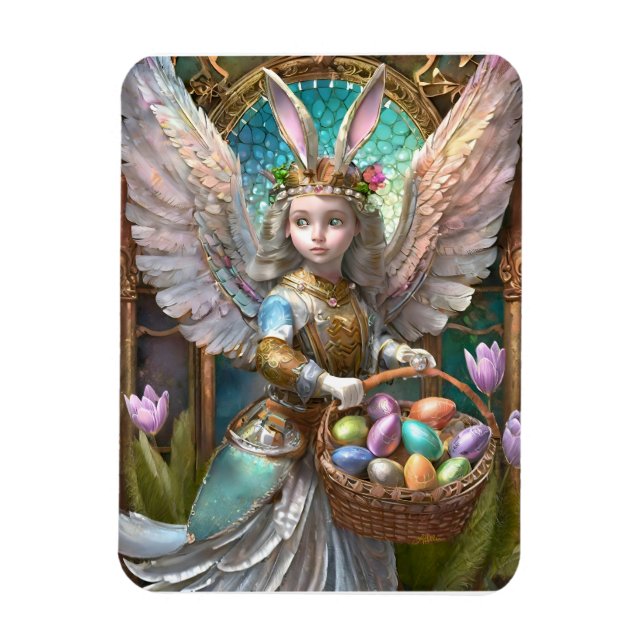 Girl Wear Osterbunny Angel Costume Magnet (Vertikal)