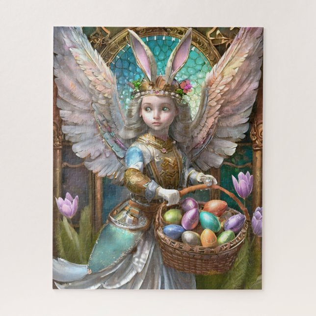 Girl Wear Osterbunny Angel Costume Puzzle (Vertikal)