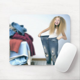 Girl Wearing Oversified Jeans Mousepad