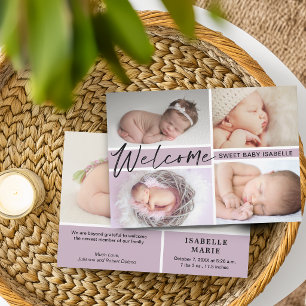 Girl Welcome Sweet Baby Foto Collage Birth Ankündigung
