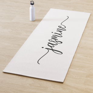 Girl White Personalisiert Monogram Name Script Yogamatte