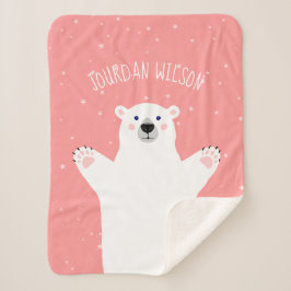 Girl White Polar Bear Grau Pink Baby Sherpadecke