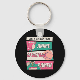 Girl Who Lieben Anime Bysketbyll und Ramen Kawaii Schlüsselanhänger