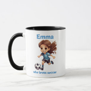 Girl Who Lieben Fußball mit Ihrem Namen Tasse