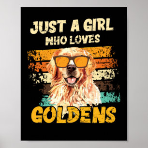 Girl Who Lieben Golden Retrievers Dog Vintager Hun Poster