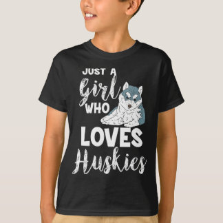 Girl Who Lieben Huskies Siberischer Husky Hund Lov T-Shirt