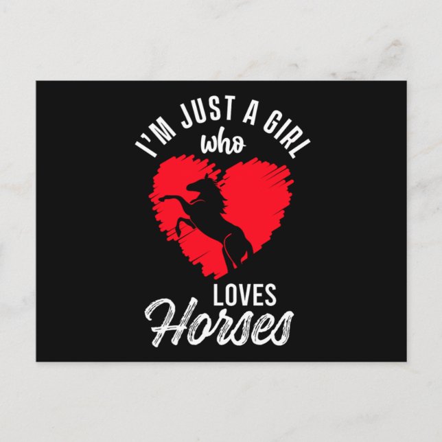 Girl Who Loves Horses Heart Equestrian Stable Gift Postkarte (Vorderseite)