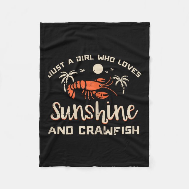 Girl Who Loves Sunshine Crawfish Crayfish Girls Ki Fleecedecke (Vorderseite)