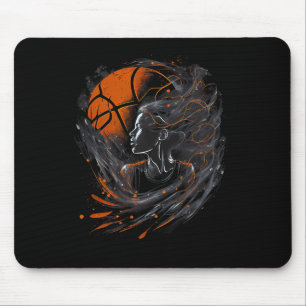 Girl Who Plays Basketball Graphic for Women and Gi Mousepad
