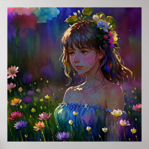 *~ Girl Wild Blume AP56 Fantasy Art Malerei Poster
