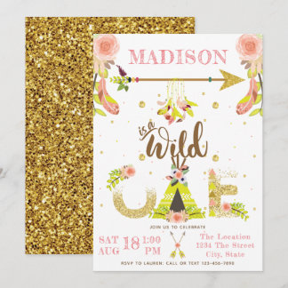 Girl Wild One Boho Erster Geburtstag Einladung