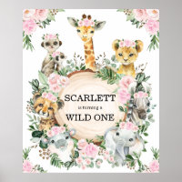 Girl Wild One Safari Animals Jungle 1. Geburtstag
