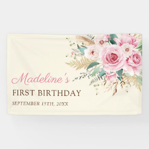 Girl Wildblume 1. Geburtstag Party Banner