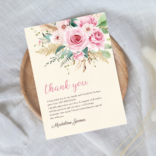 Girl Wildblume 1. Geburtstag Party Dankeskarte