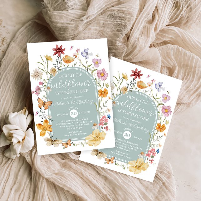 Girl Wildblume 1. Geburtstag Party Einladung (Von Creator hochgeladen)