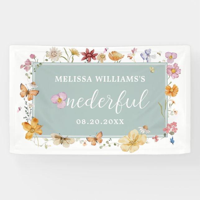 Girl-Wildblume Onederful 1. Geburtstag Party Banner (Horizontal)