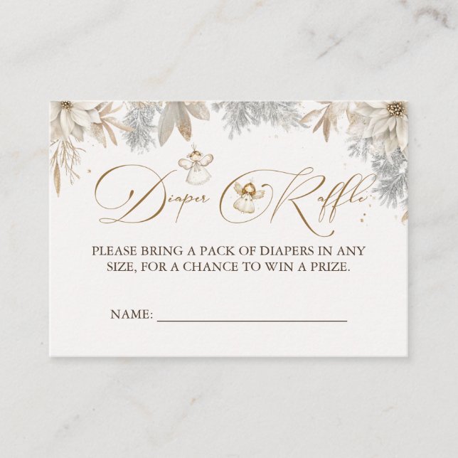 Girl Winter Diaper Raffle Baby Dusche Begleitkarte (Vorderseite)