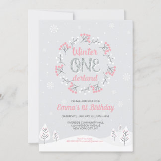 Girl Winter Onederland 1. Geburtstag, erster Tag Einladung