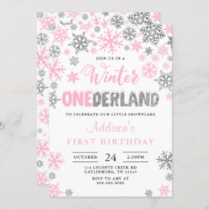 Girl Winter Onederland Einladung zum ersten Geburt