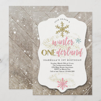 Girl Winter ONEderland Themenerste Geburtstagspart Einladung