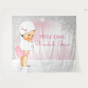 Girl Winter Wonderland Babydusche Hintergrund Wandteppich