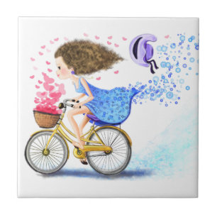 Girl Wir haben Bike Ceramic Tile Romantic Gift Lov Fliese