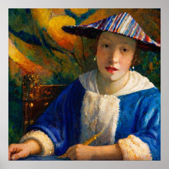 Girl with a Flute by Johannes Vermeer Poster (Vorne)