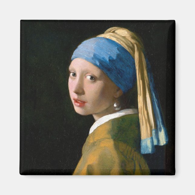 Girl with a Pearl Earring, Johannes Vermeer, 1665 Magnet (Vorne)