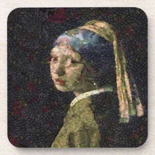 Girl With A Strawberry Earring Fine Art Spoof Getränkeuntersetzer
