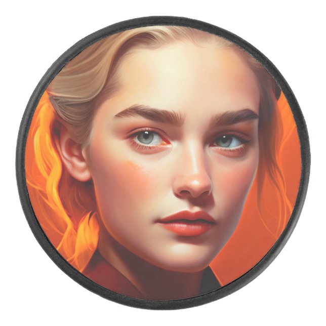 Girl with blue eyes eishockey puck (Vorderseite)